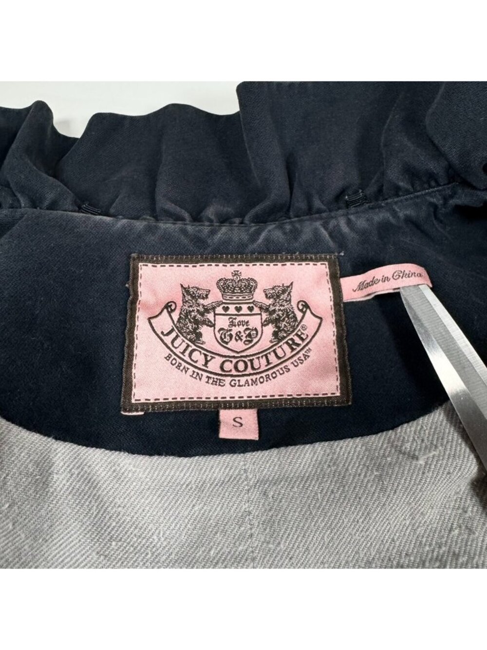 Vintage Y2K Juicy Couture Black Military Ruffle Jacket Cotton Utility Blazer S - Picture 6 of 12